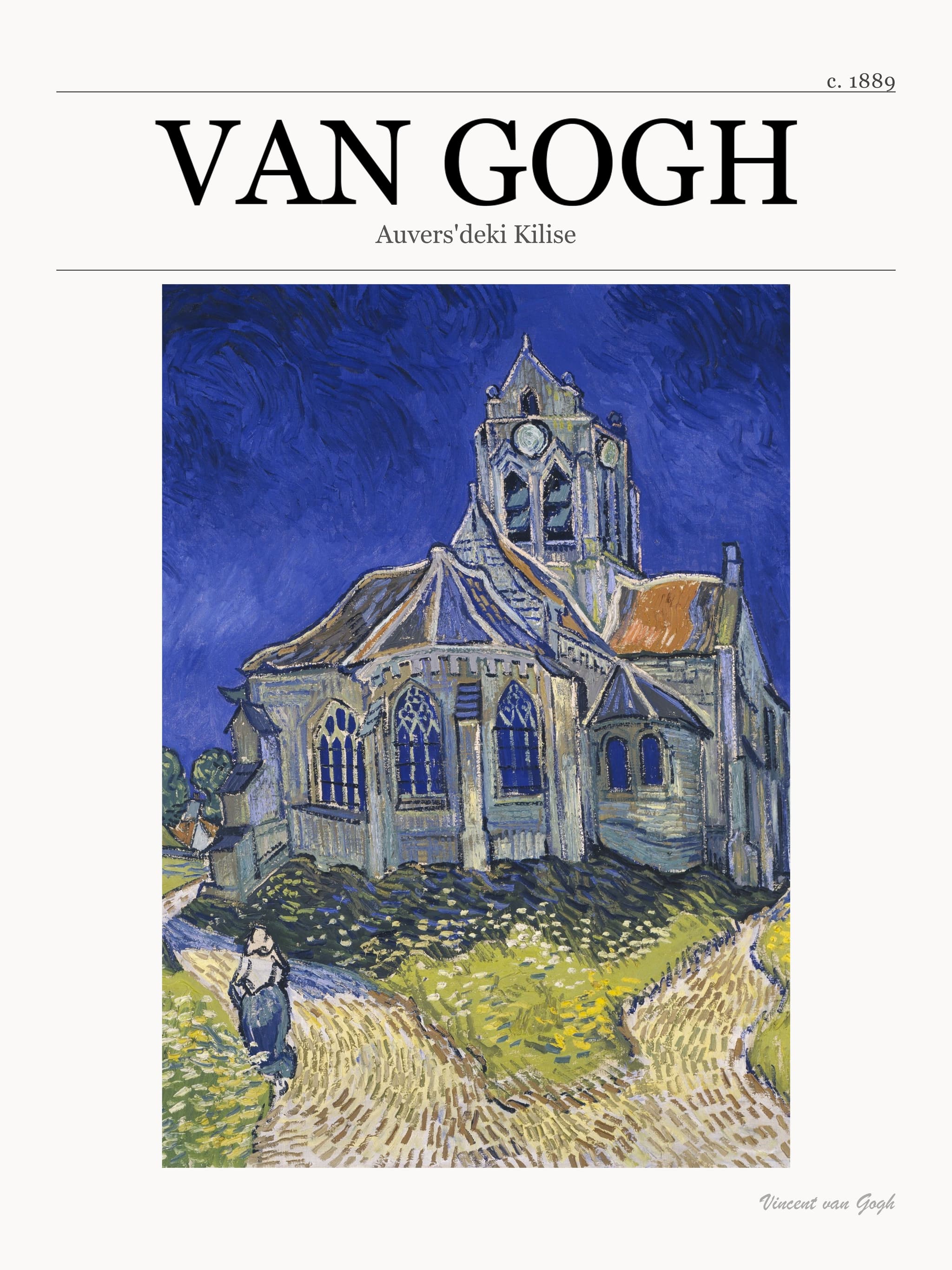 Auvers'deki Kilise - Van Gogh metal tablo