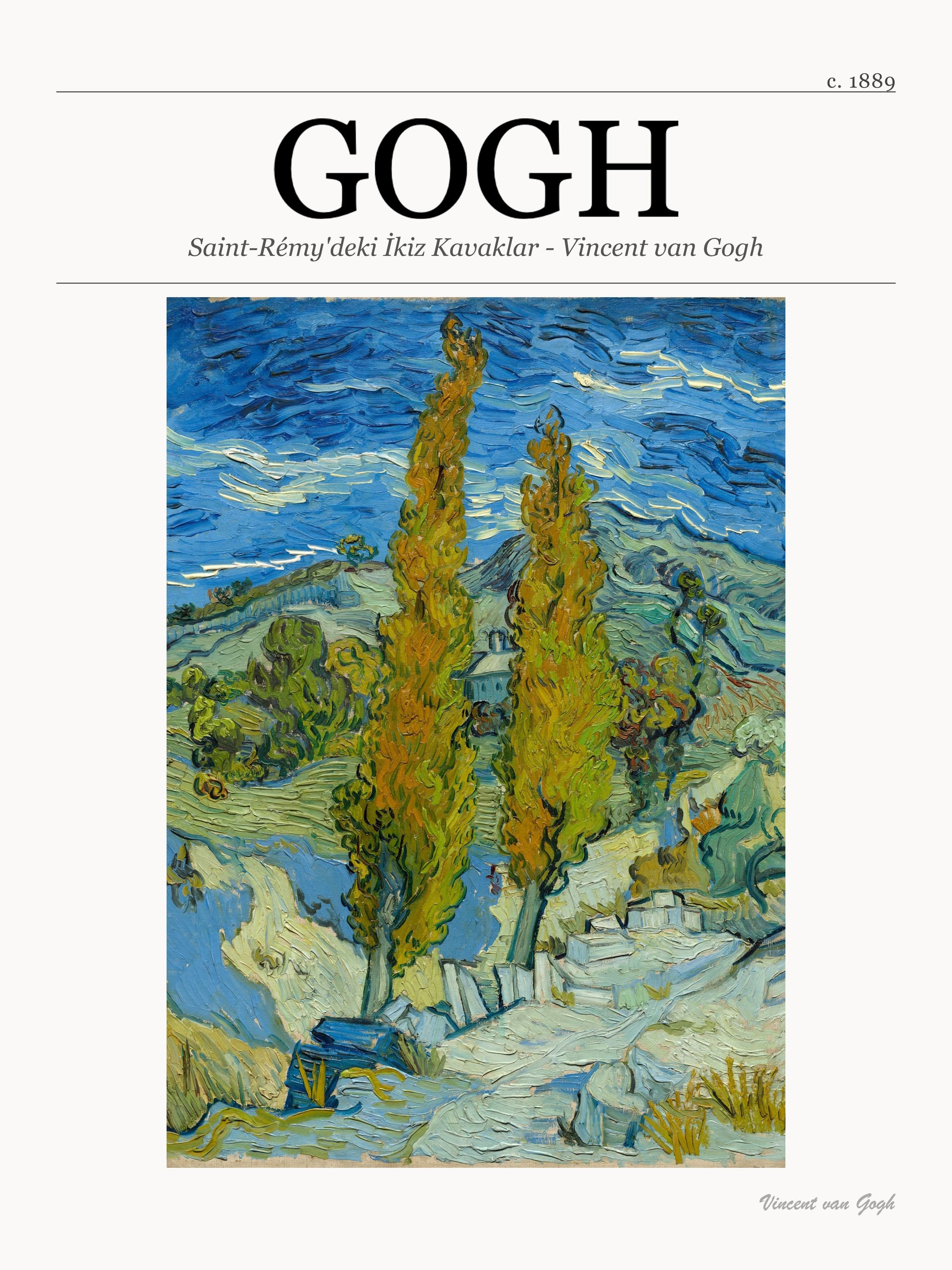 Saint-Rémy'deki İkiz Kavaklar - Vincent van Gogh metal tablo