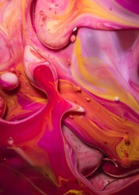 Pembe ve Altın Akışkan Soyut Sanat — Dekoratif Posterleri metal poster