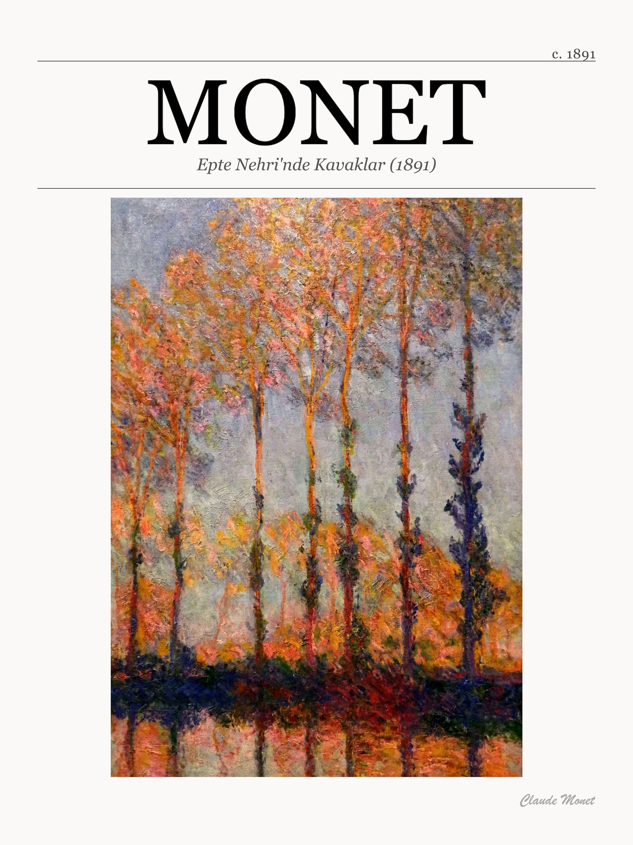 Epte Nehri'nde Kavaklar (1891) - Monet metal tablo