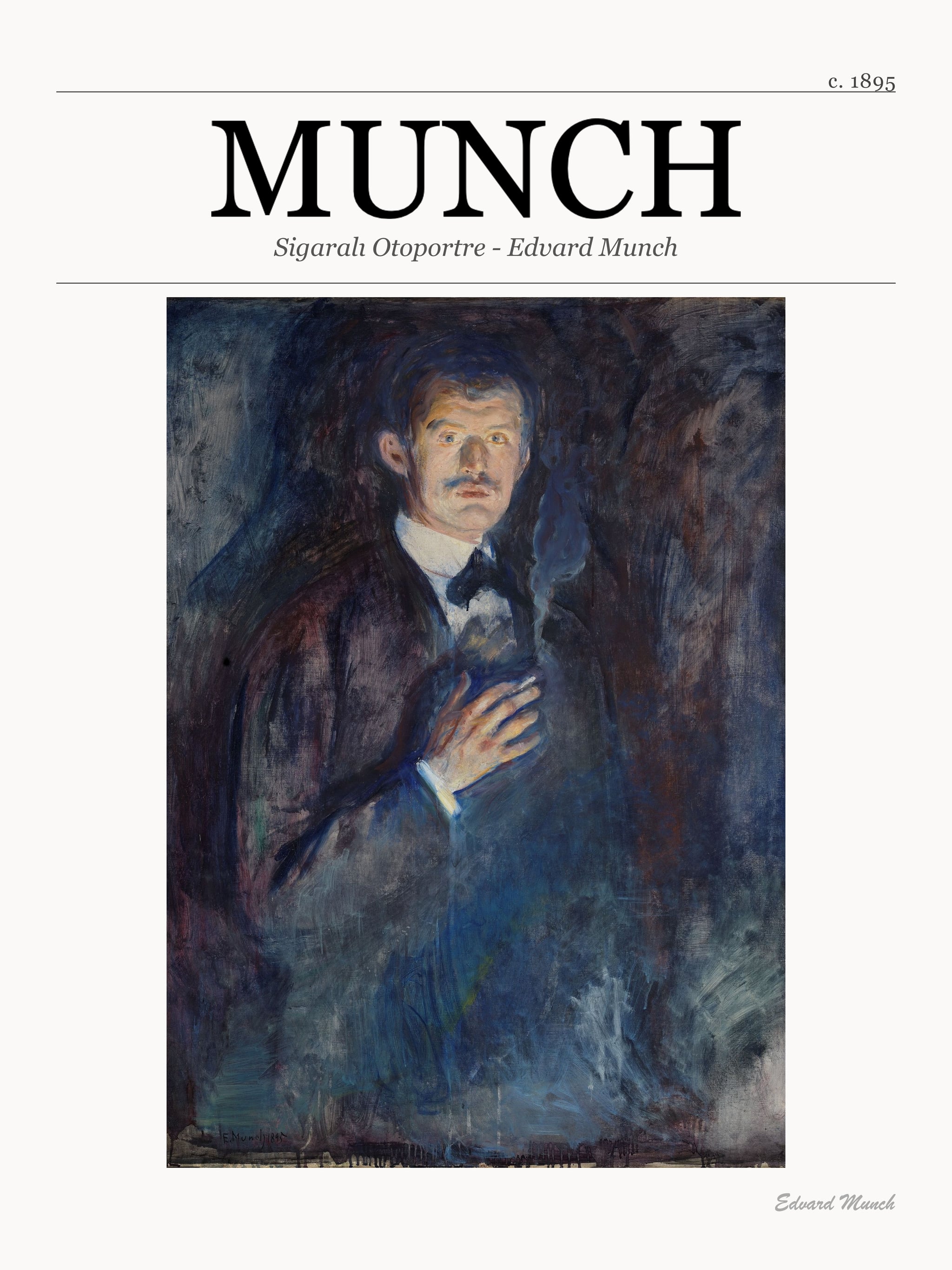 Sigaralı Otoportre - Edvard Munch metal tablo