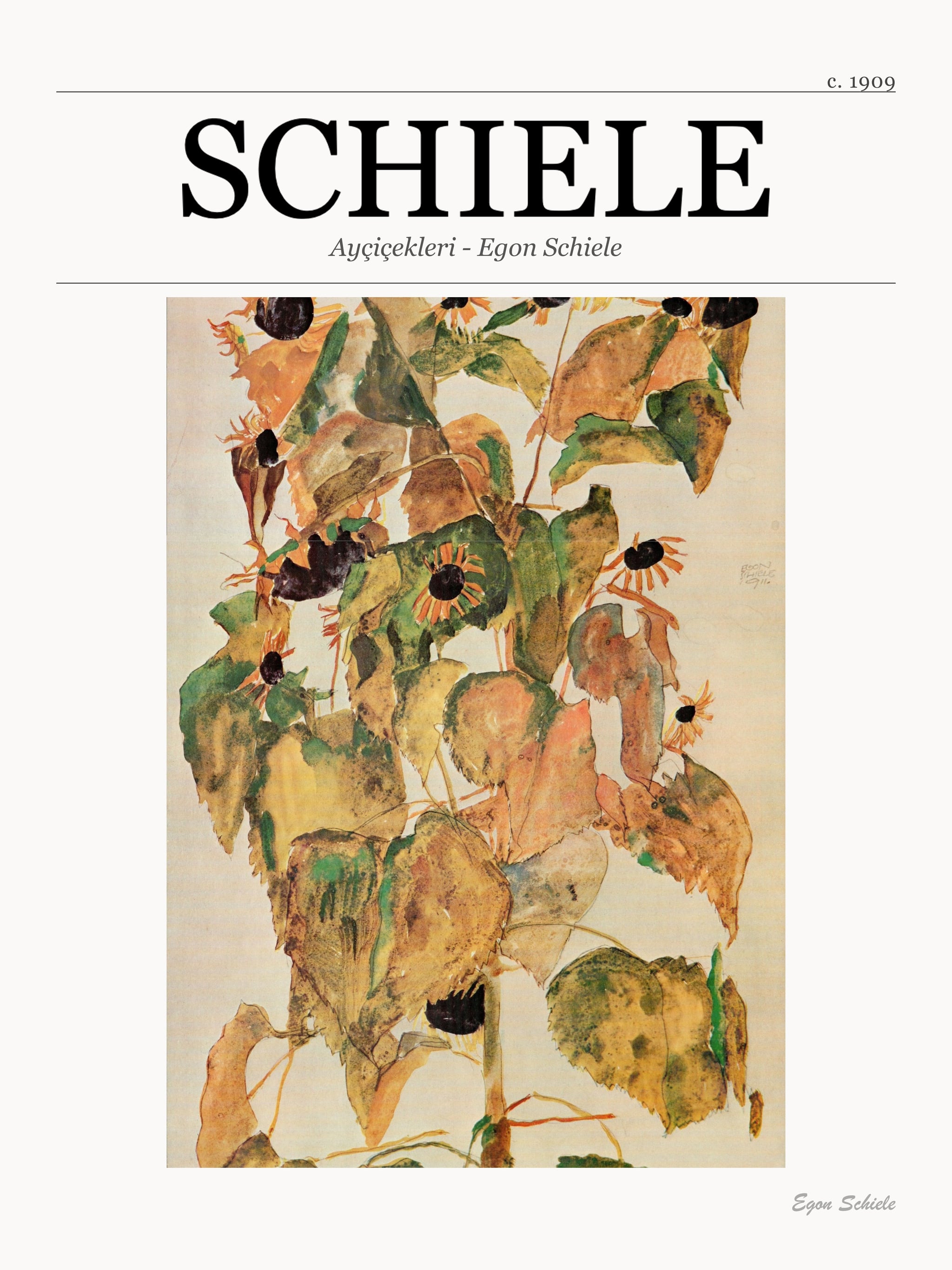 Ayçiçekleri - Egon Schiele metal tablo