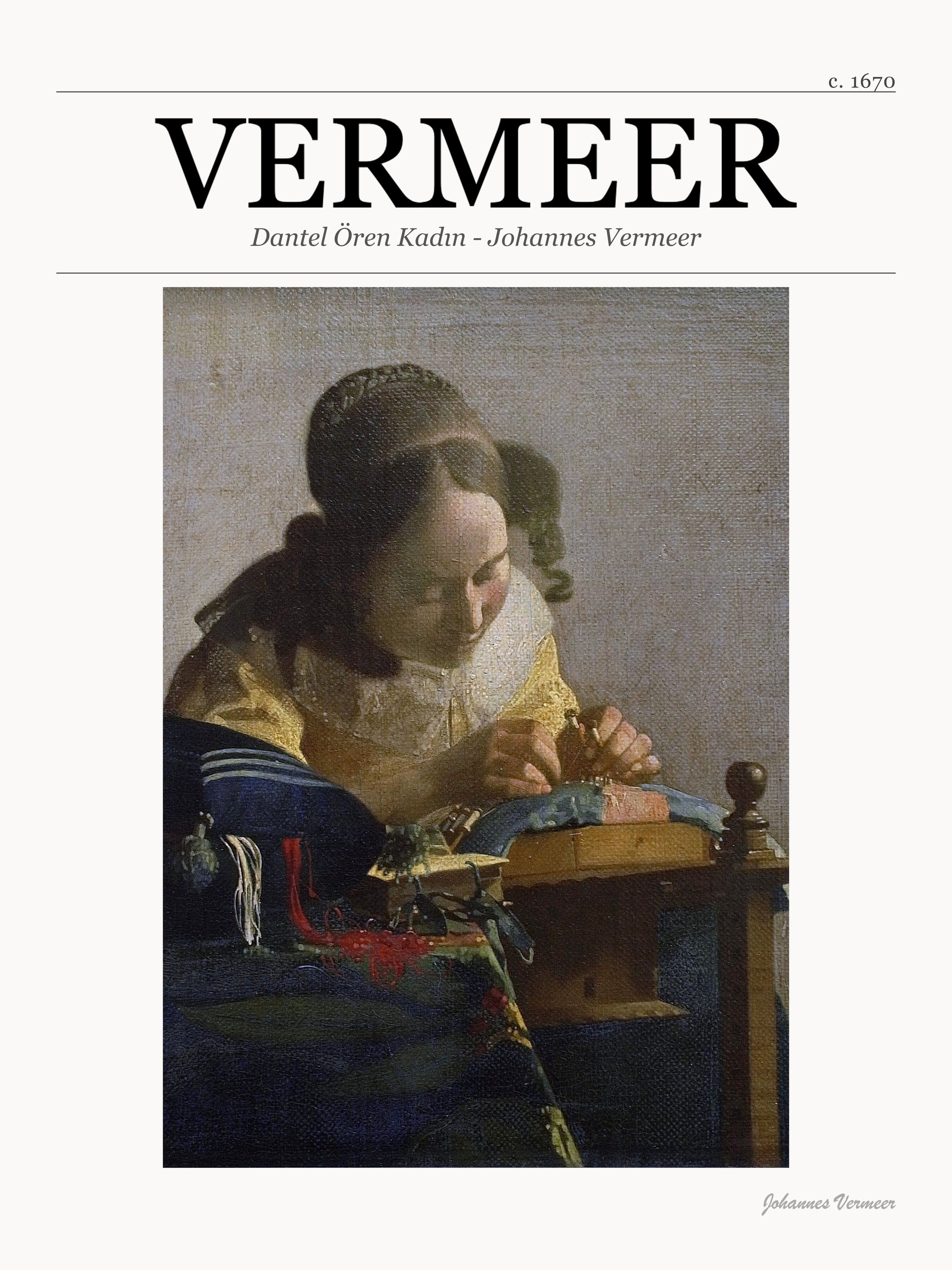 Dantel Ören Kadın - Johannes Vermeer metal tablo