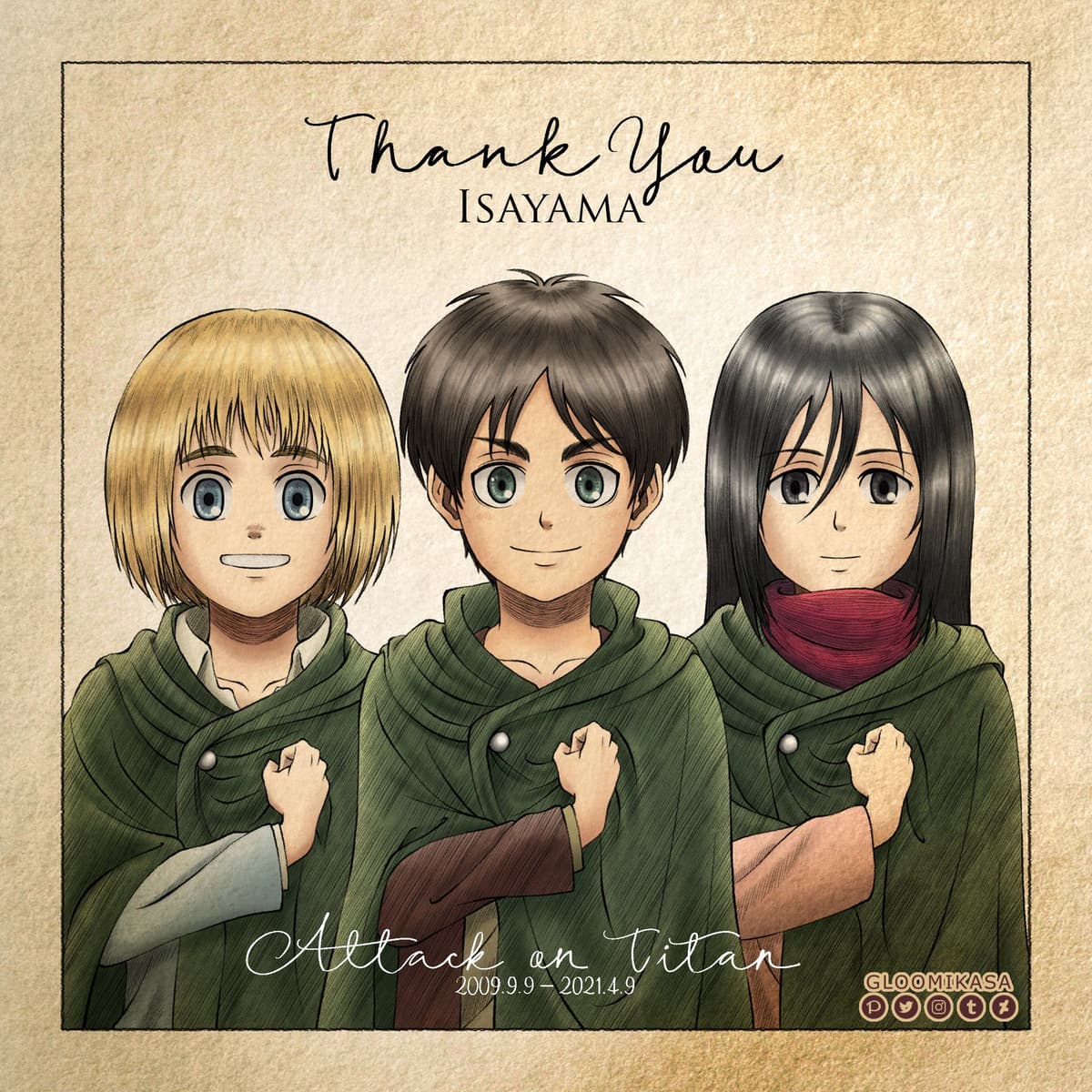 Titanlara Saldırı: Teşekkürler Isayama — Anime Posterleri metal poster