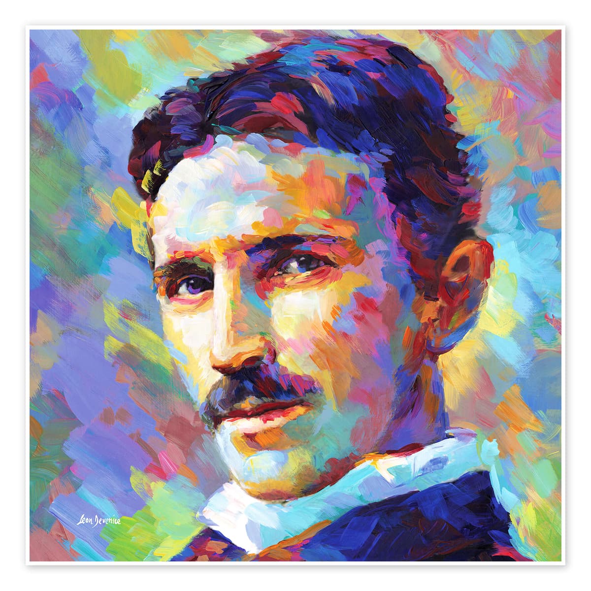 Nikola Tesla Modern Portresi — Tesla Posterleri metal poster