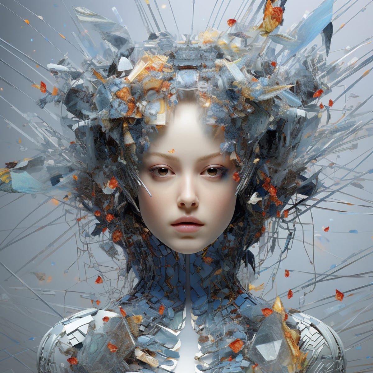 Ethereal Fracture: Blue & Orange Abstraction