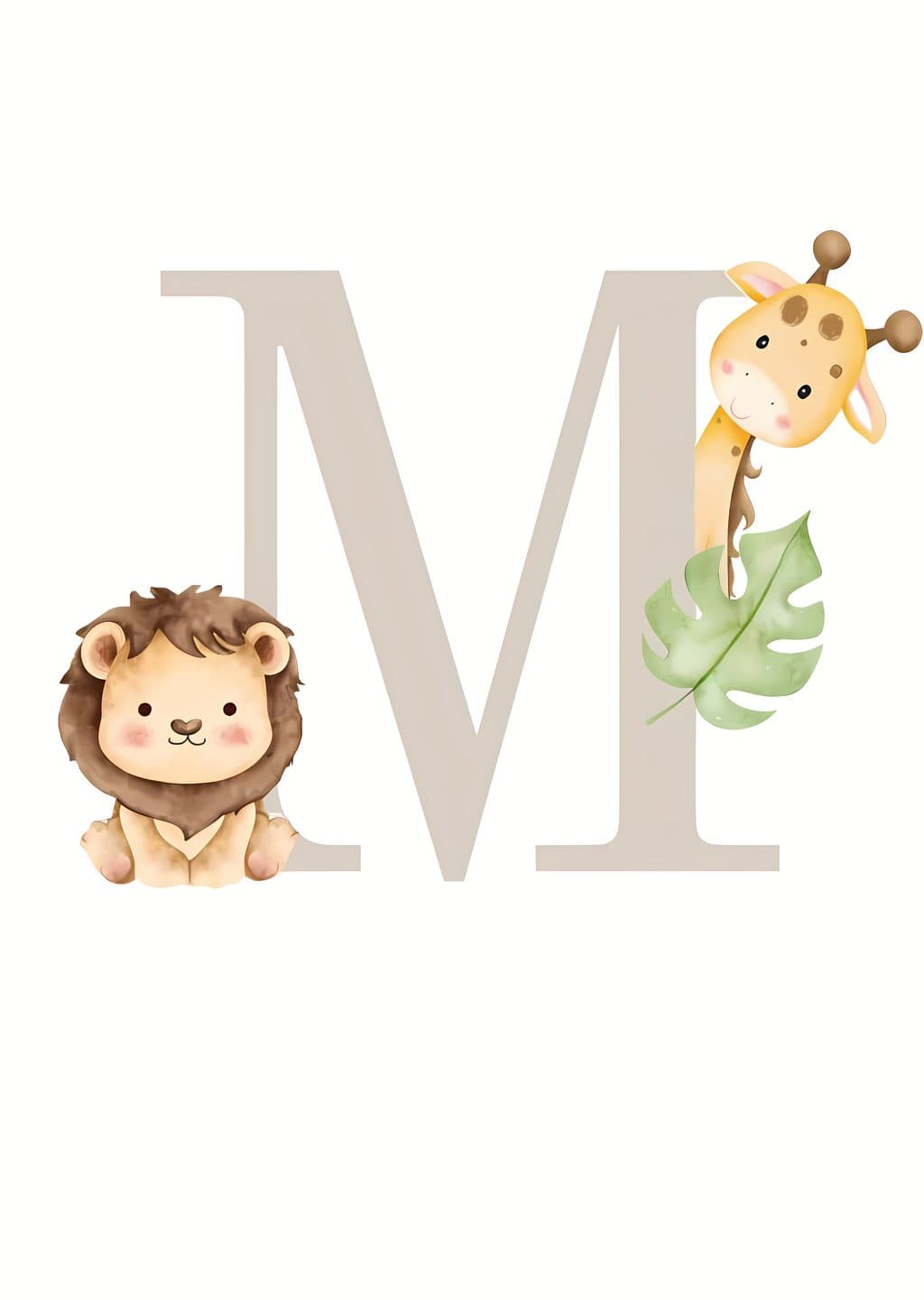 M Harfi: Aslan ve Zürafa İllüstrasyonu