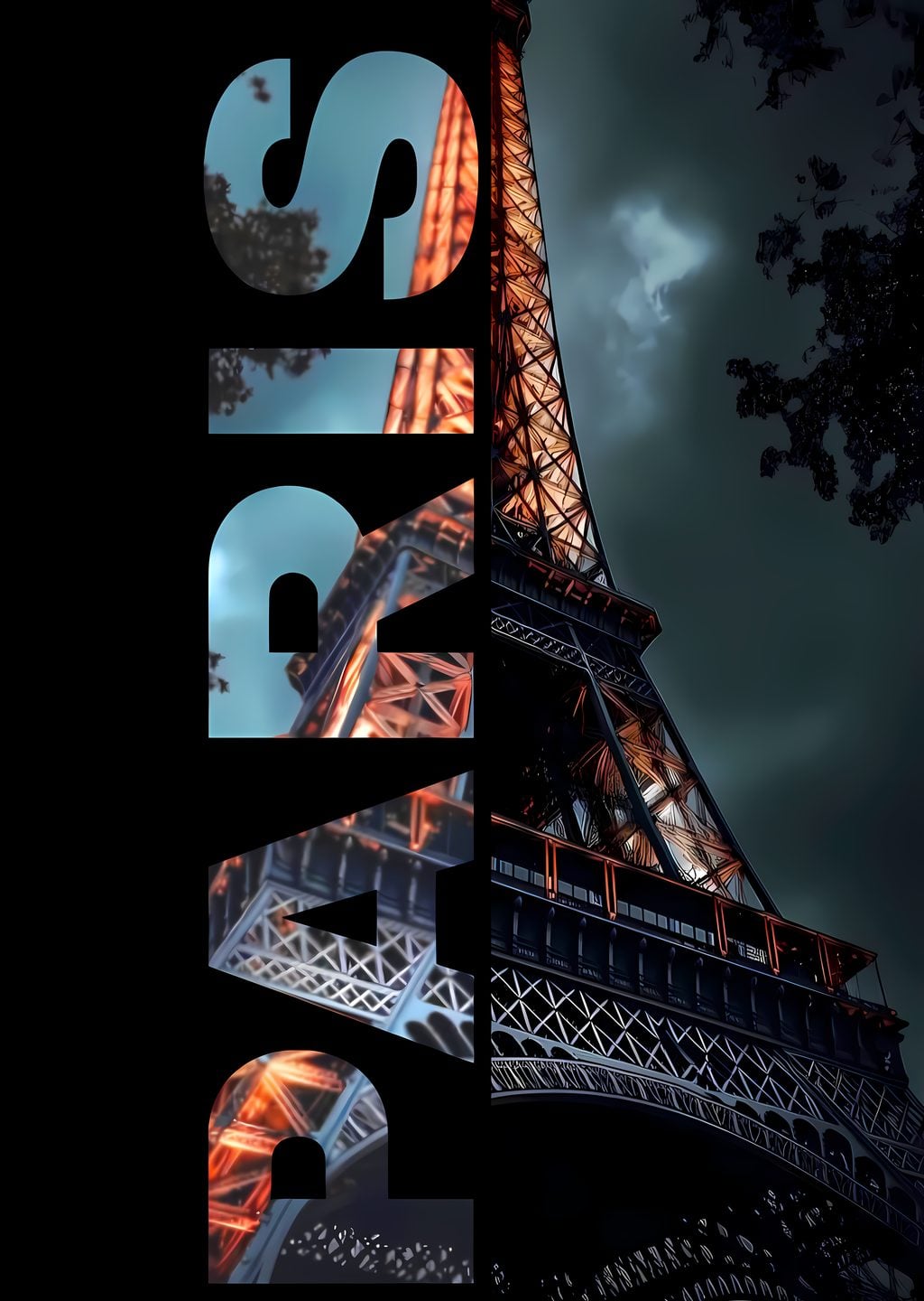 Gece Üzerinde Eiffel Kulesi