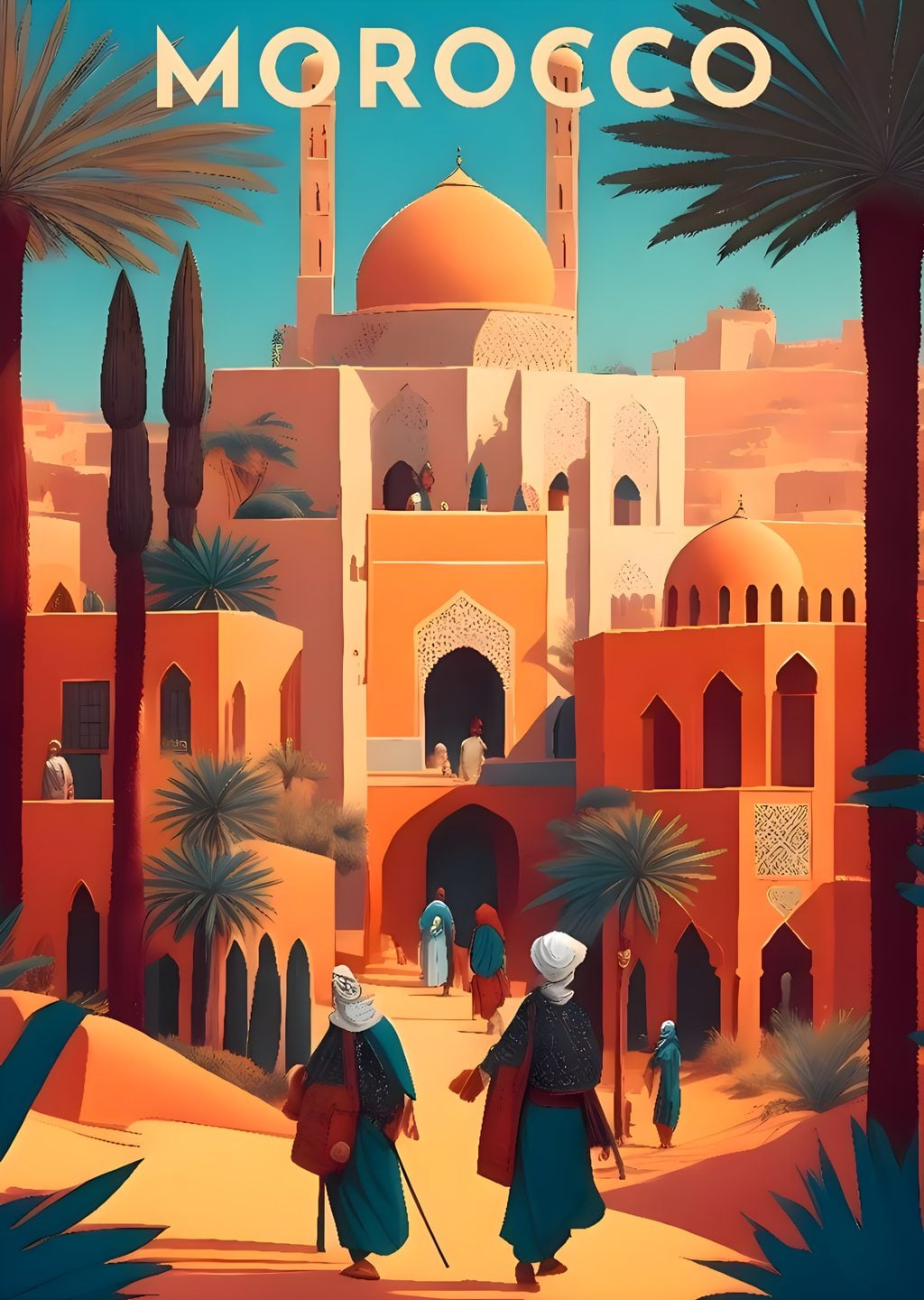 Morocco: Palmiye ve Kışla Görünen Kent