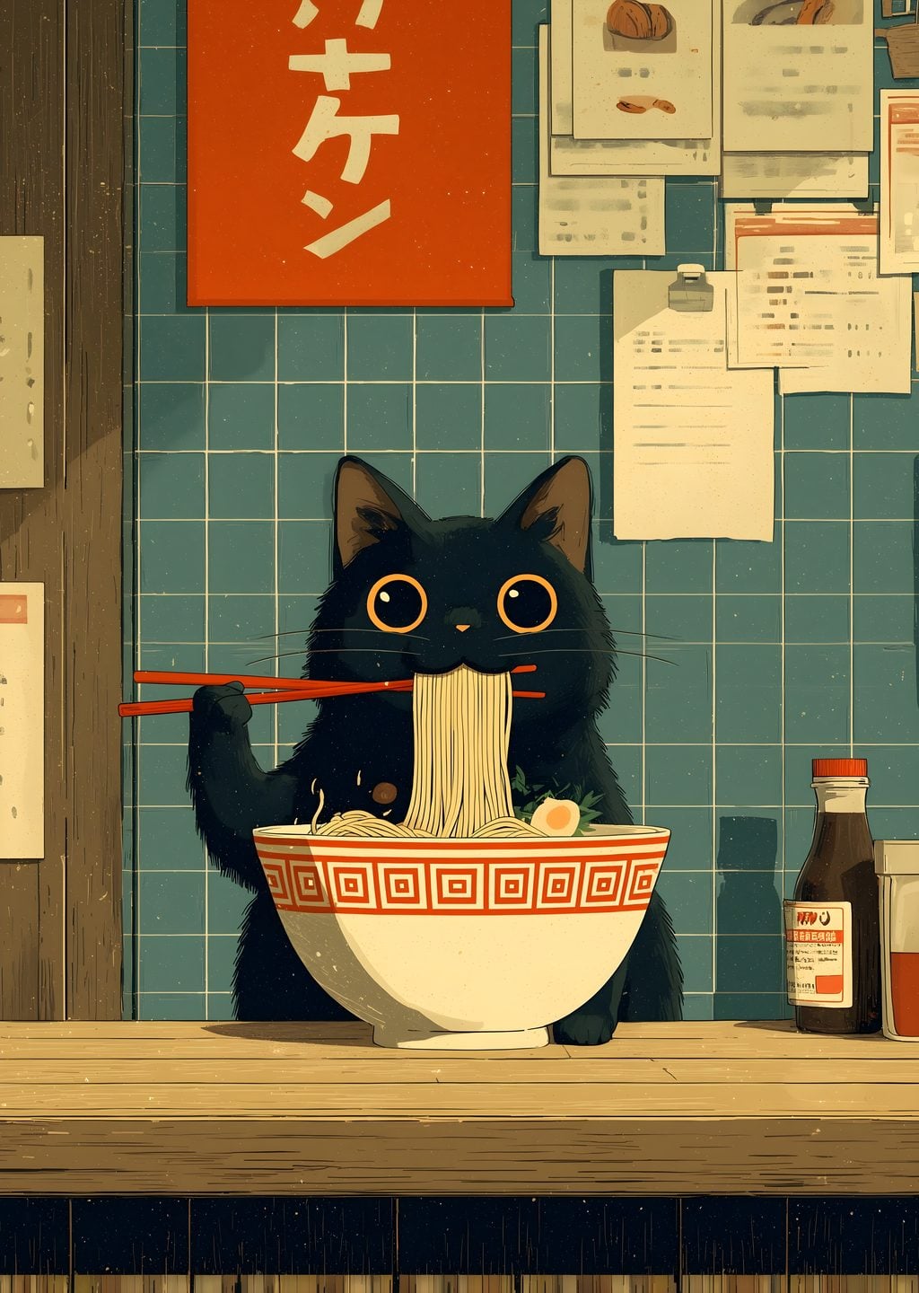 Noodle Yiyen Kedi