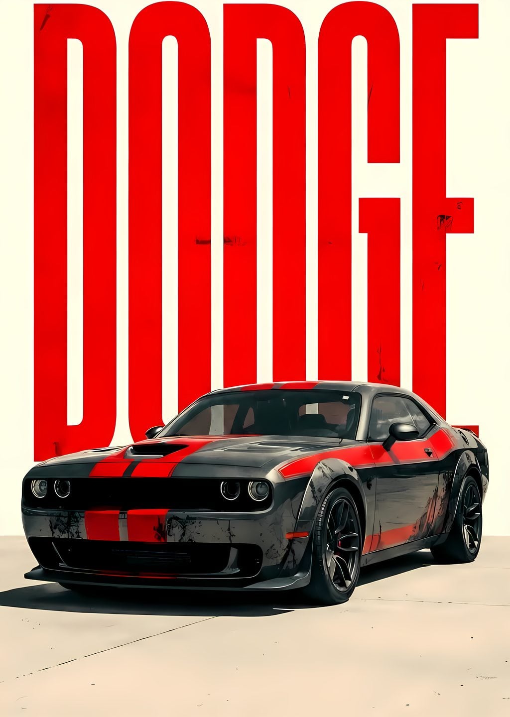 Dodge: Siyah ve Kırmızı Stripeli Otomobil