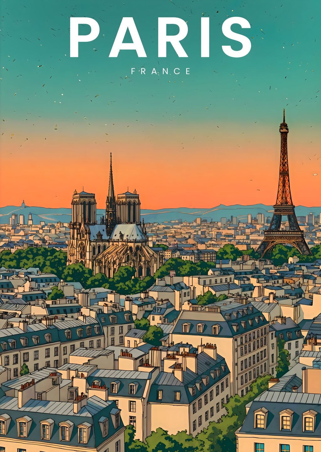 Paris Manzarası: Vintage 80'ler Stili Şafak Şehri