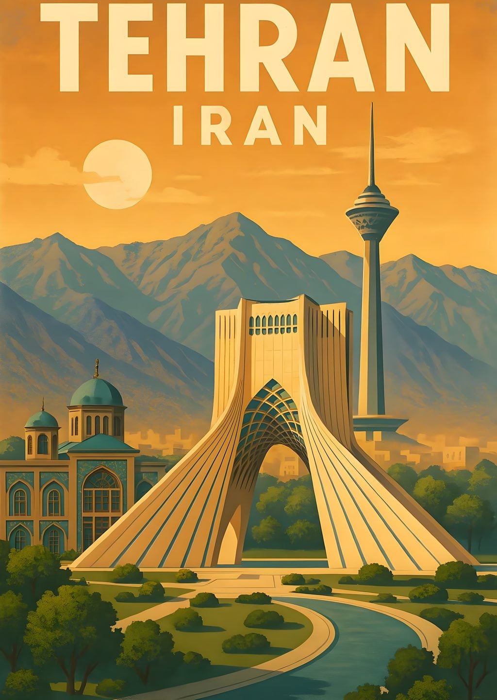 Tehran Iran Retro Poster