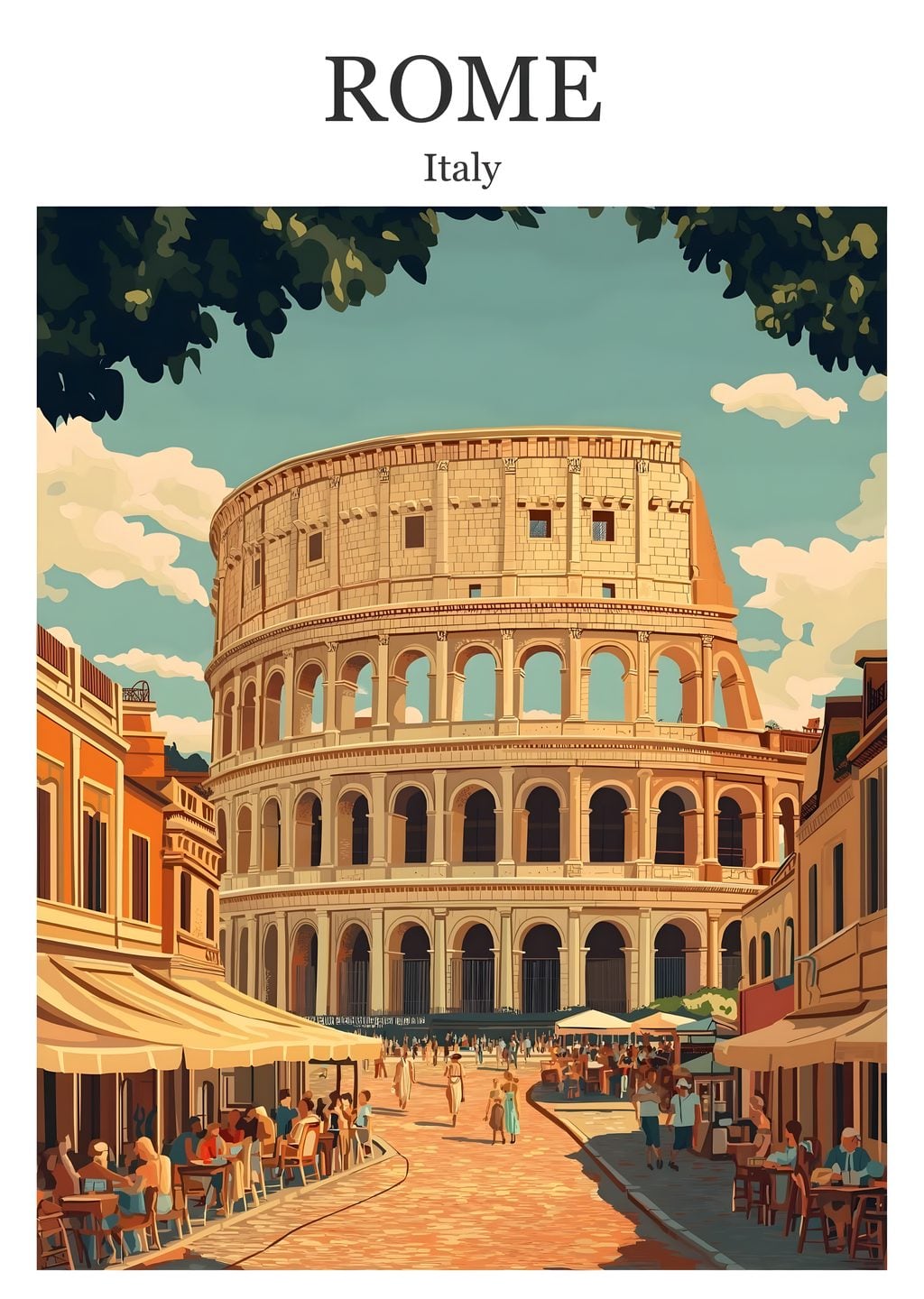 Roma Colosseum Vintage Poster