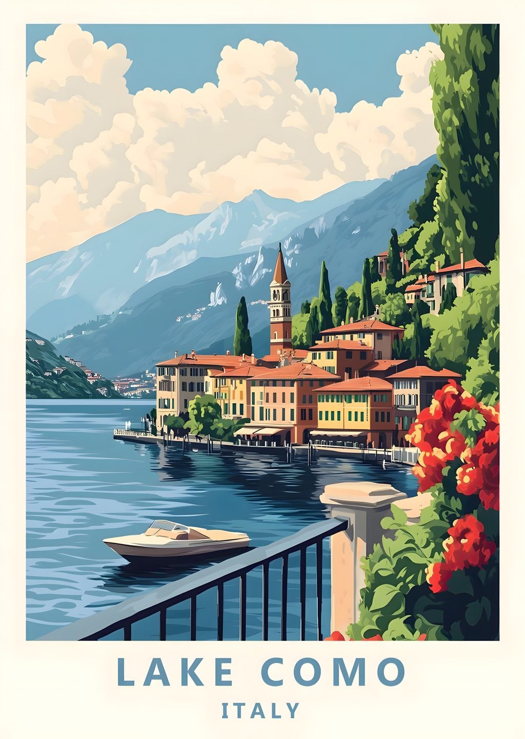 Lake Como, Italy: Vintage Seyahat Poster Stili