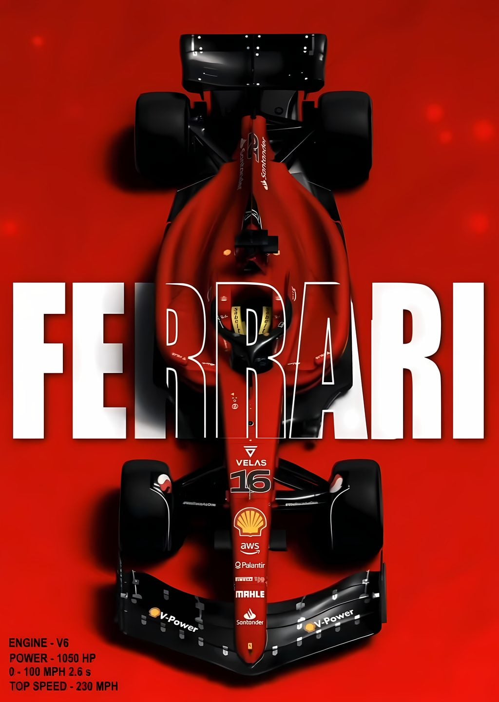 Ferrari Yeni Yarış Arabası Posteri