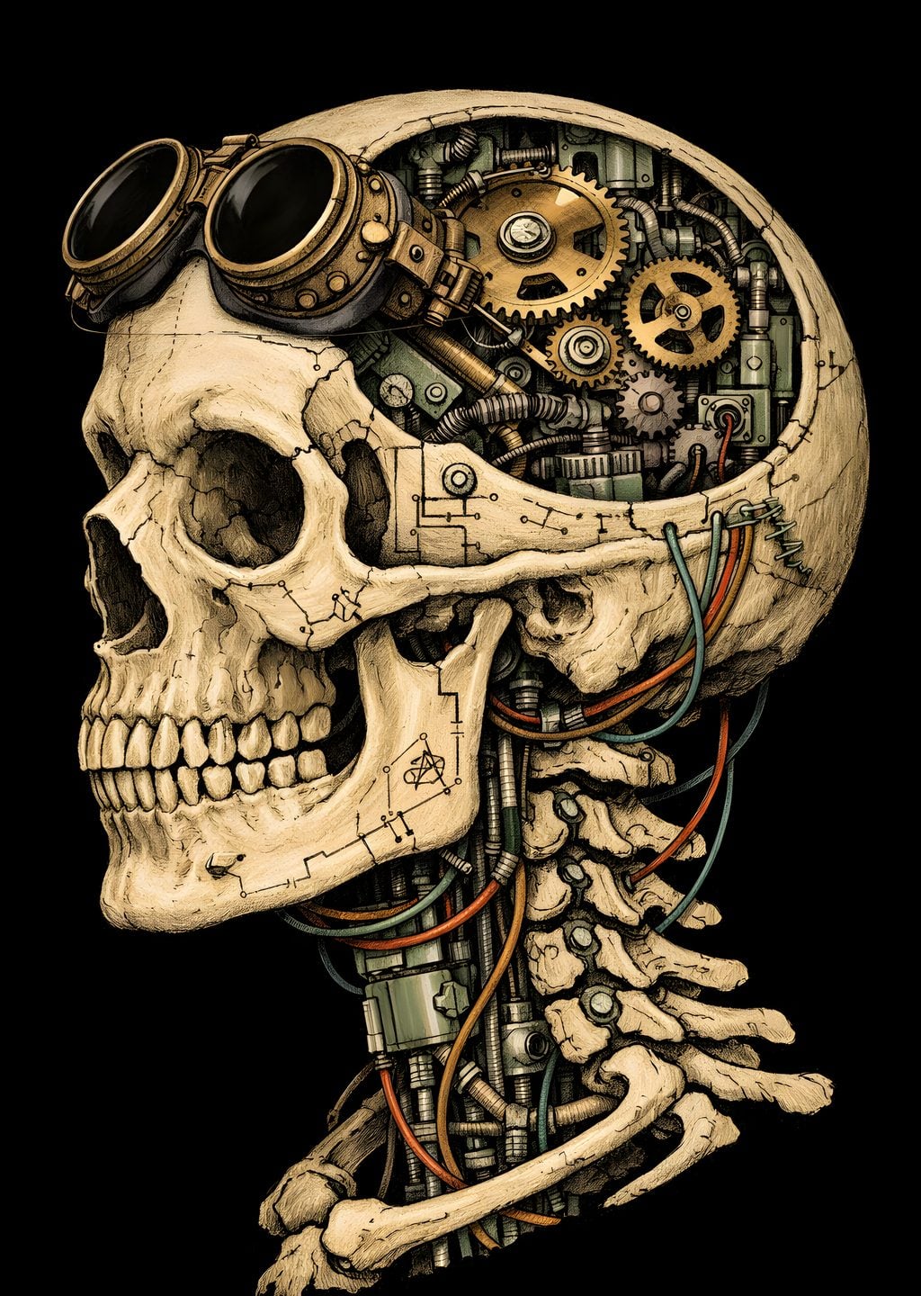 Retro Vintage Skeleton with Gears