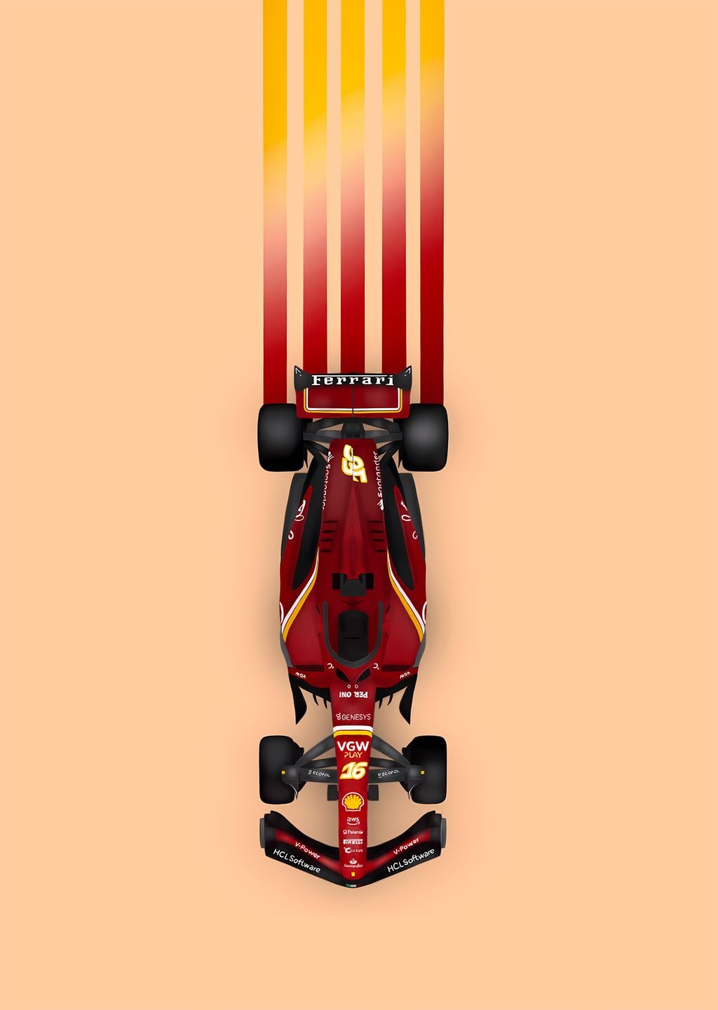 Ferrari Formula 1 Yarış Arabası: Stilize İllüstrasyon