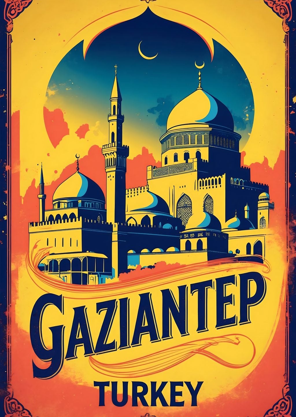 Gaziantep Turkey Vintage Travel Poster