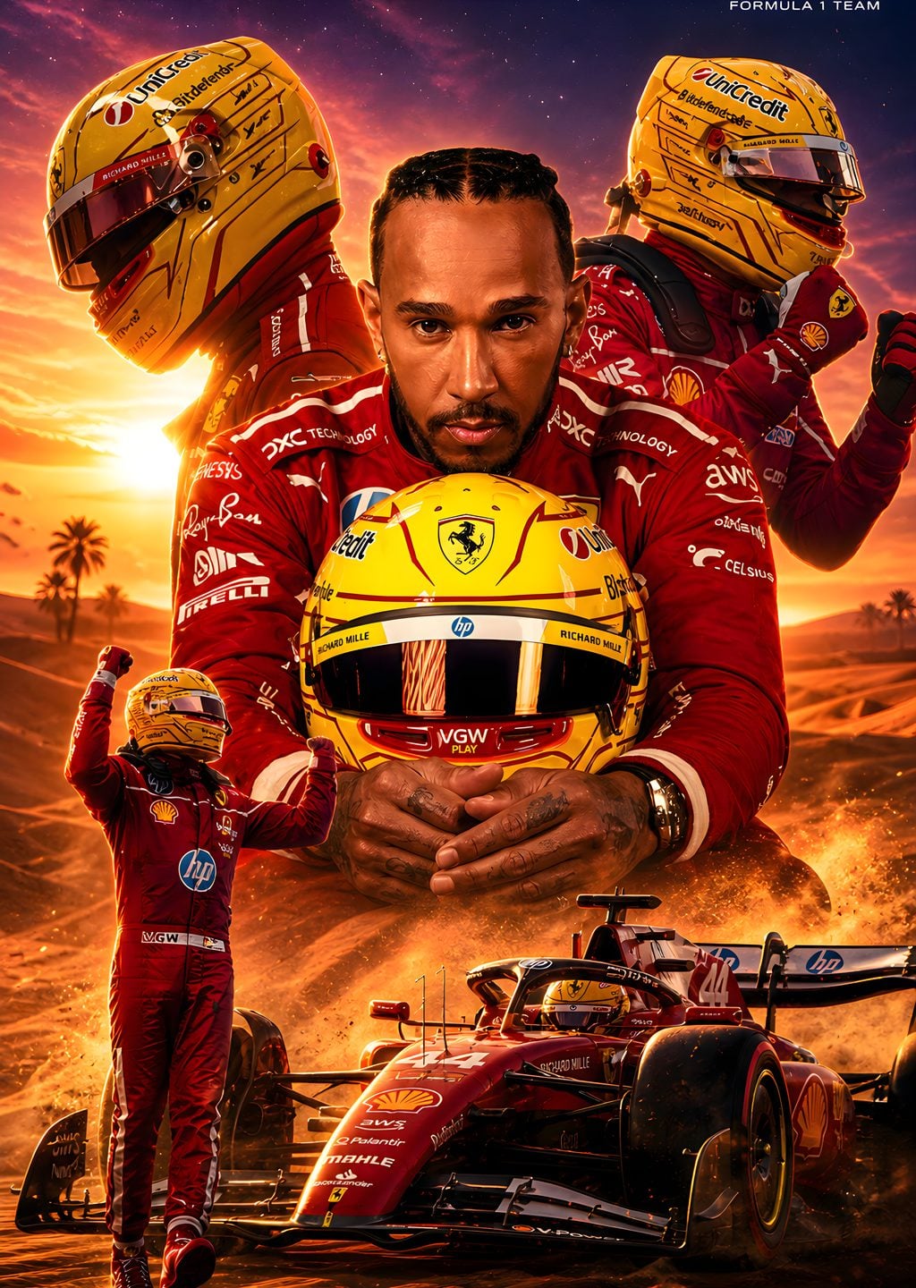 Lewis Hamilton Ferrari Güneş Batımı