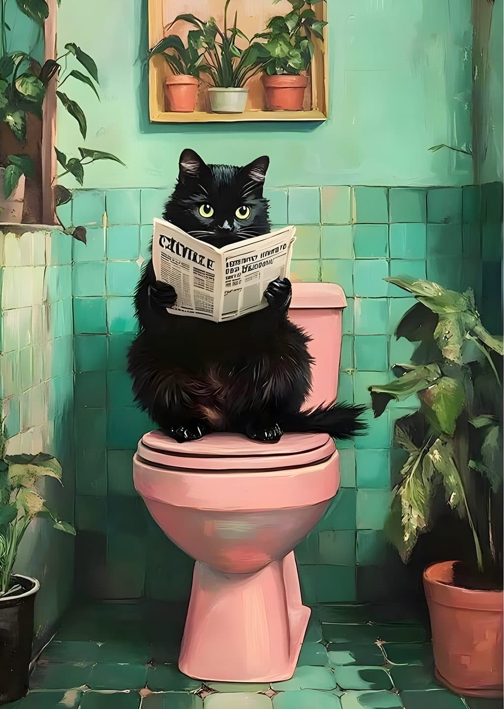 Tuvalette Okuyan Siyah Kedi