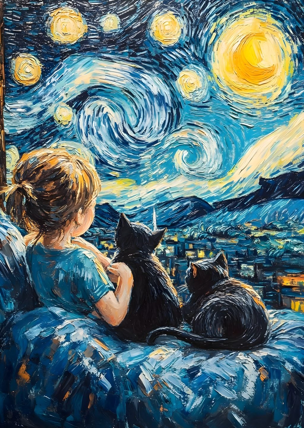 Yıldızlı Gece: Kız ve Kedileri