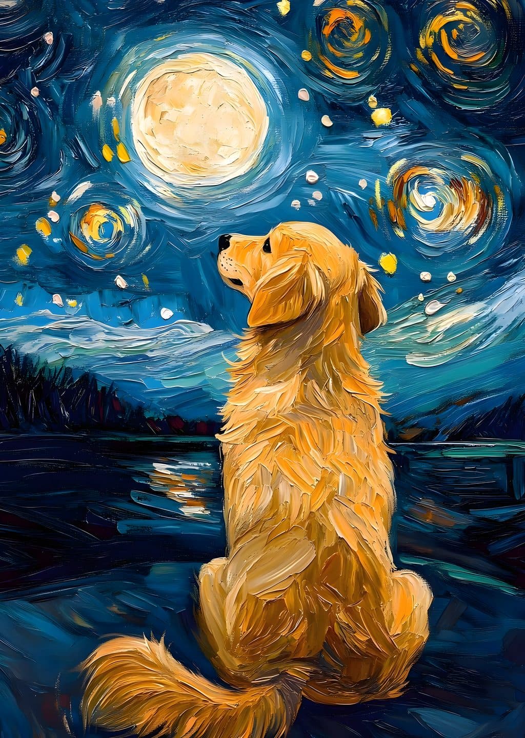 Van Gogh Esintili Golden Retriever