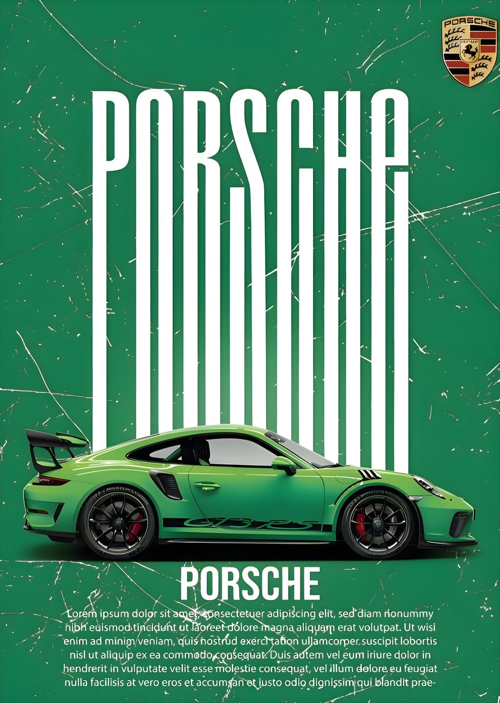 Porsche Yeşil Spor Araba Poster