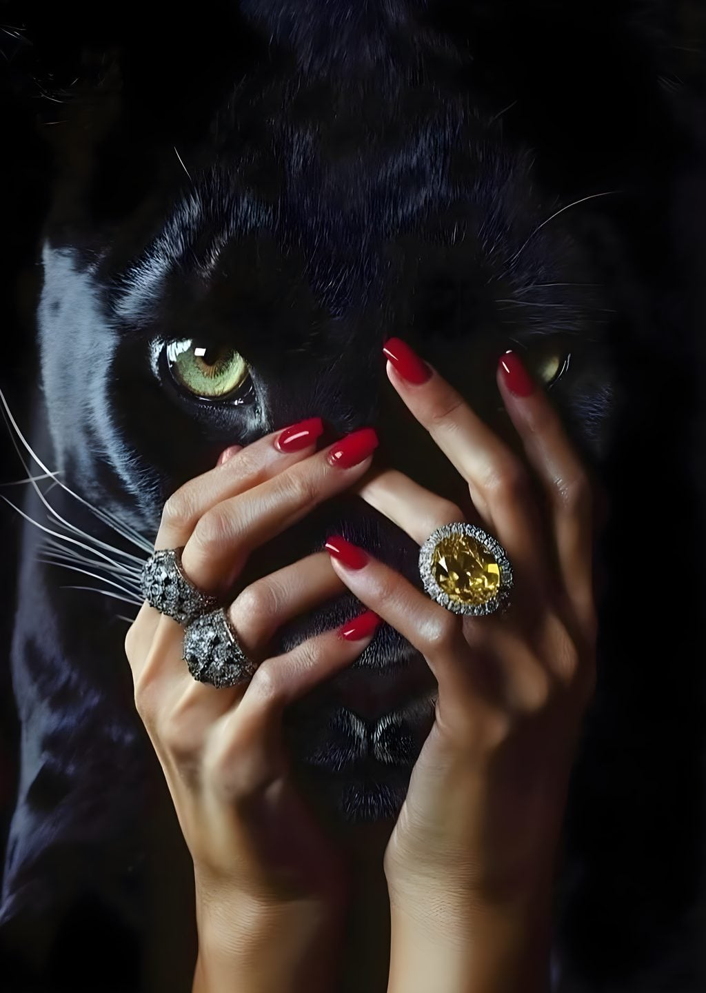 Mücevherli El ve Siyah Kedi: Elegan Bir Karşılaşma