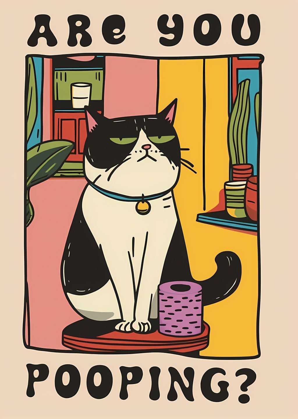 Siyah Beyaz Kedi: 'Pooping?' Sloganı