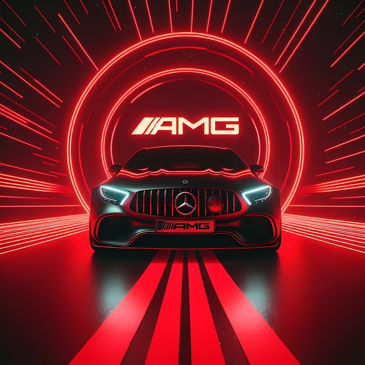 Mercedes AMG: Neon Arka Planlı Otomobil