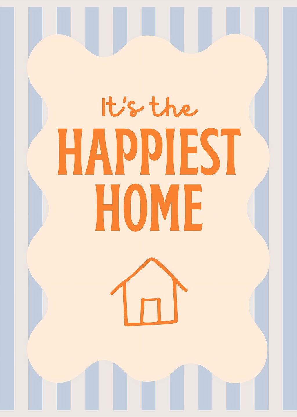 Blue Orange Retro Preppy Happy Home Poster