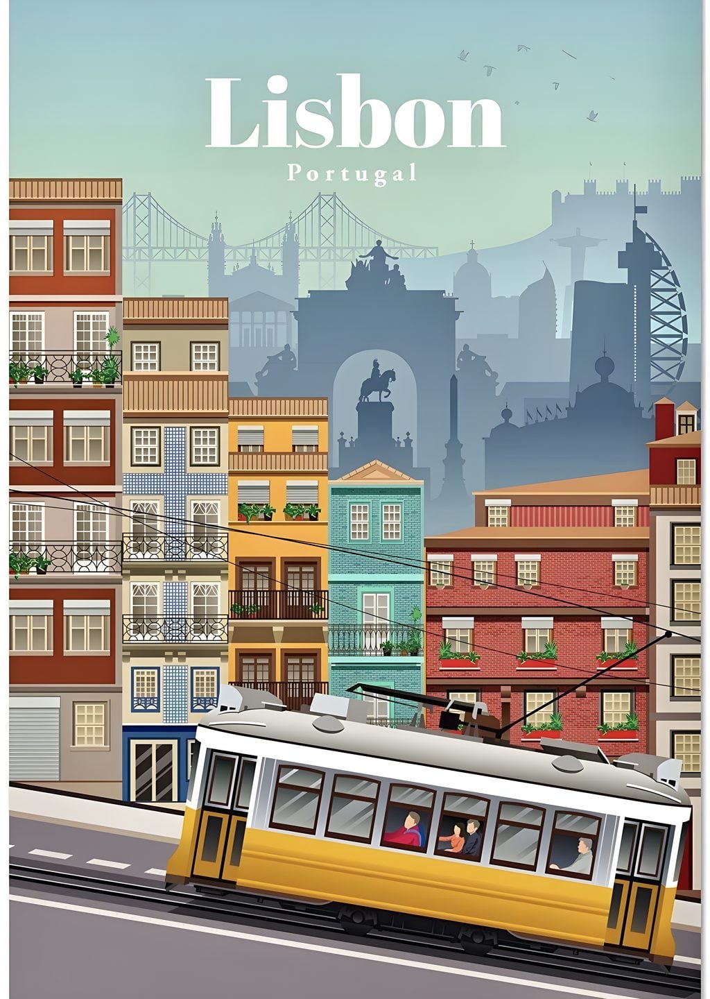 Lisbon Tram ve Manzara