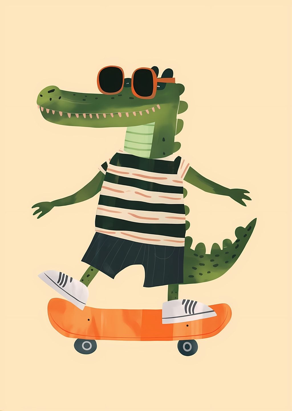 Krokodil Skateboardu Üzerinde