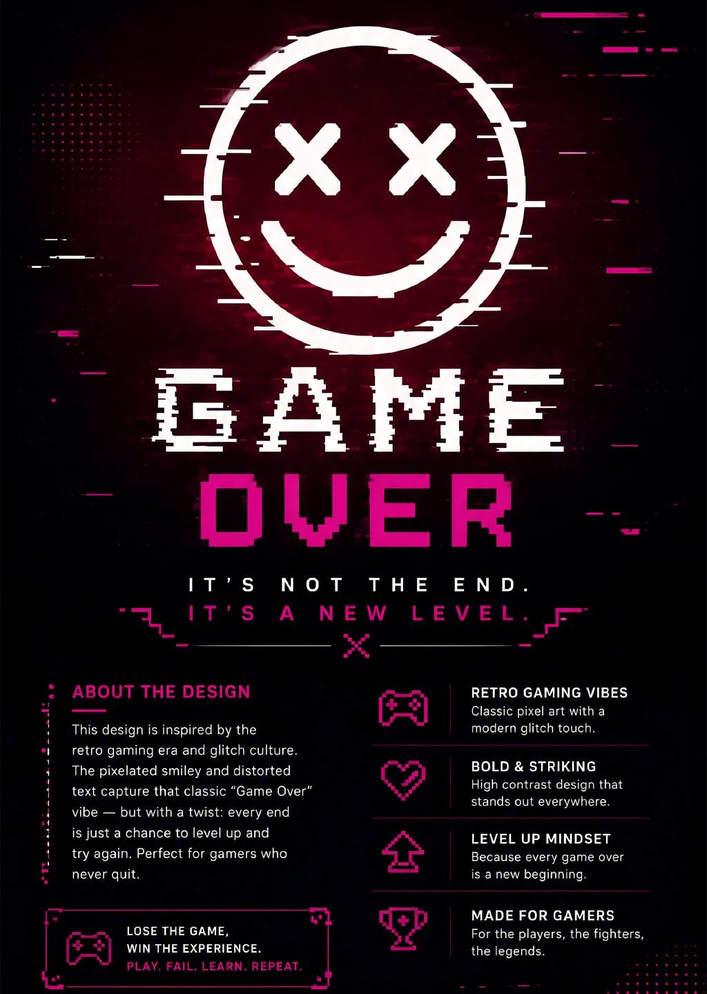Game Over: Retro Glitch Smiley Design