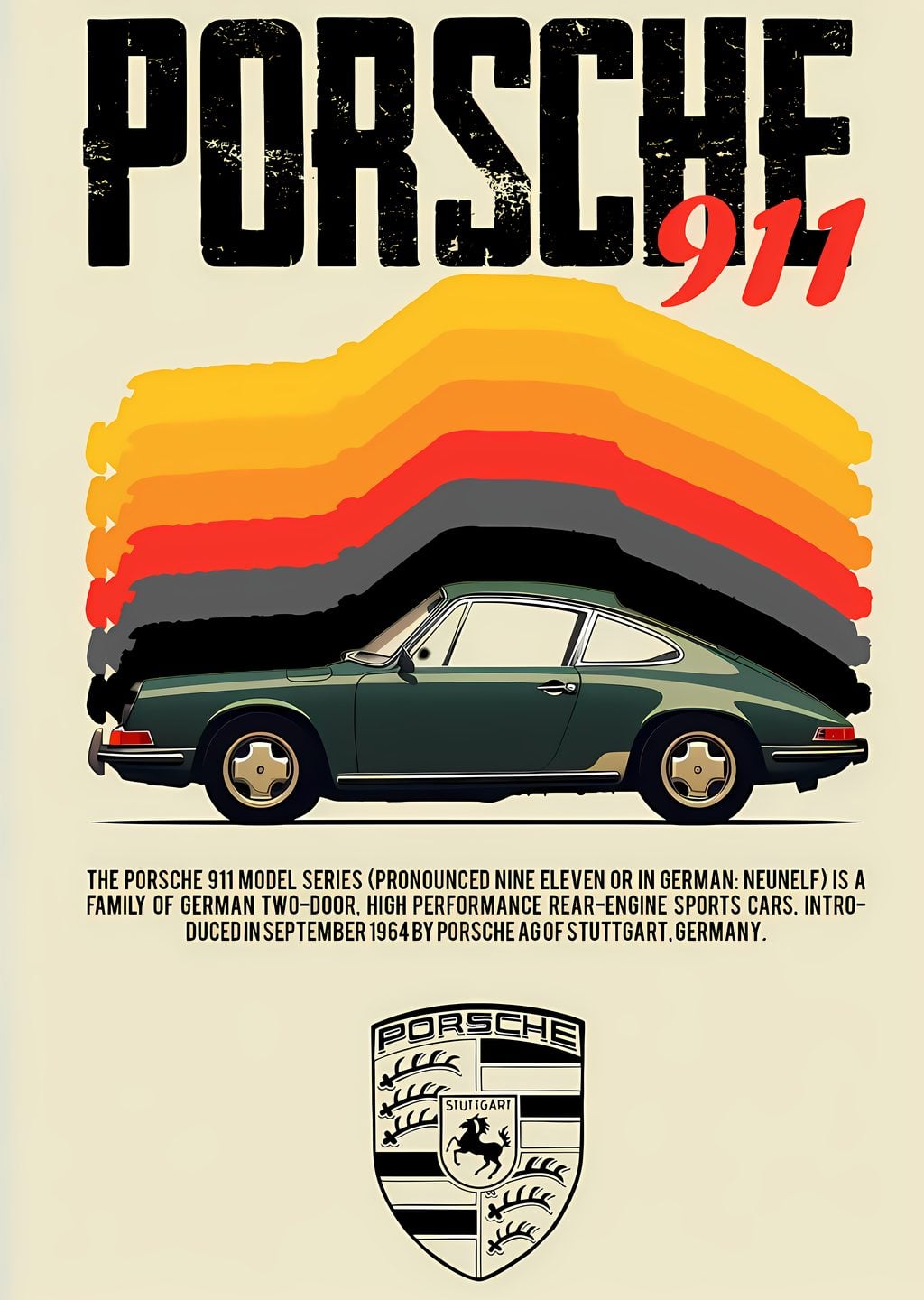 Porsche 911 Retro Poster