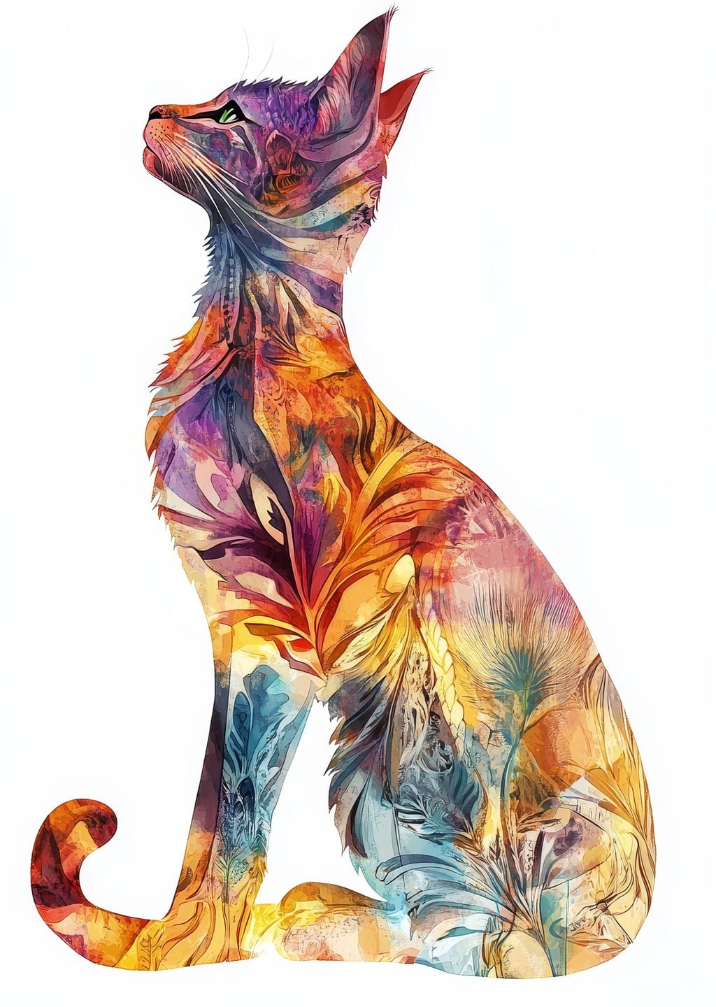 Renkli Kedi Silüeti