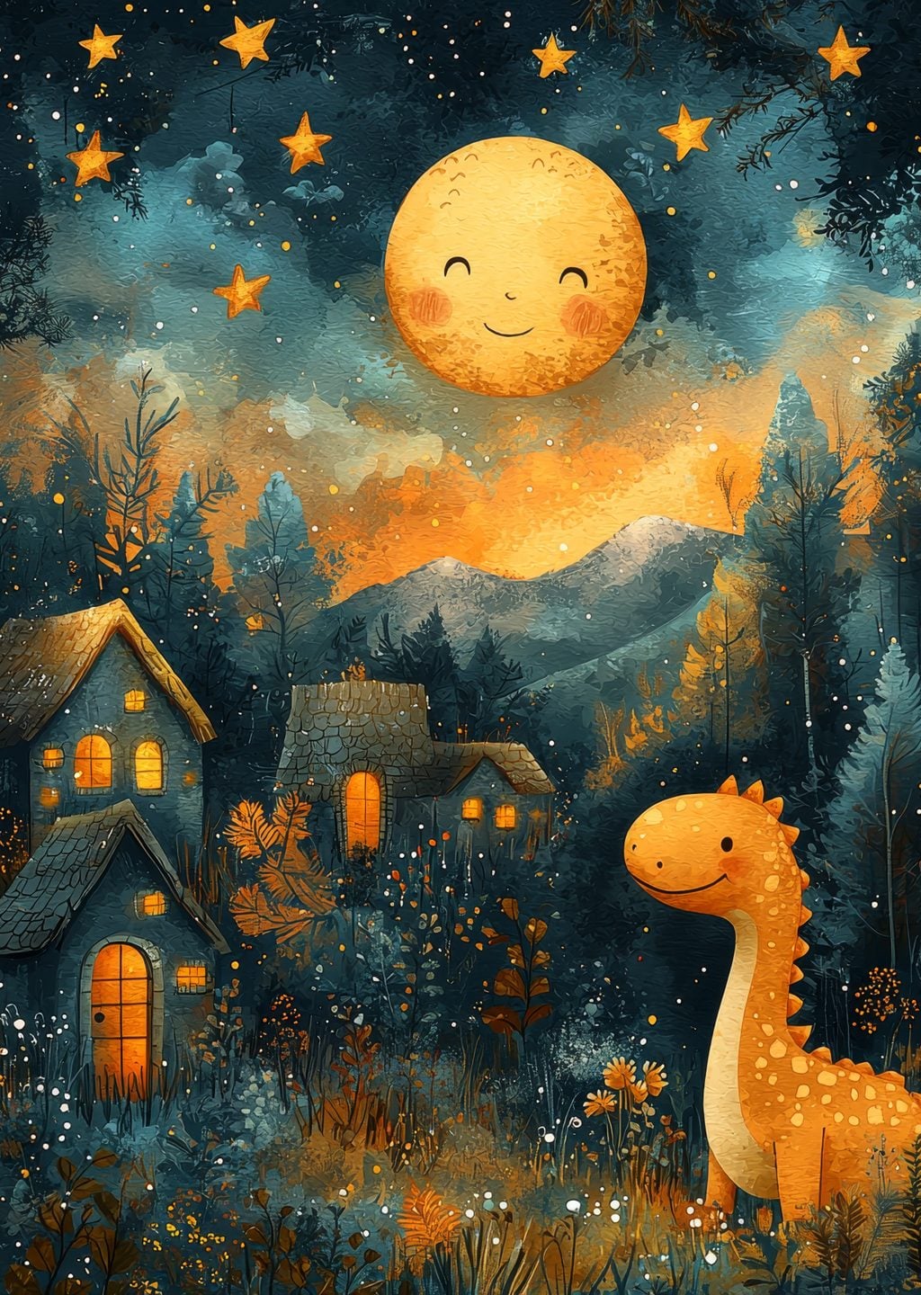 Mutlu Dinozor ve Gece Manzarası