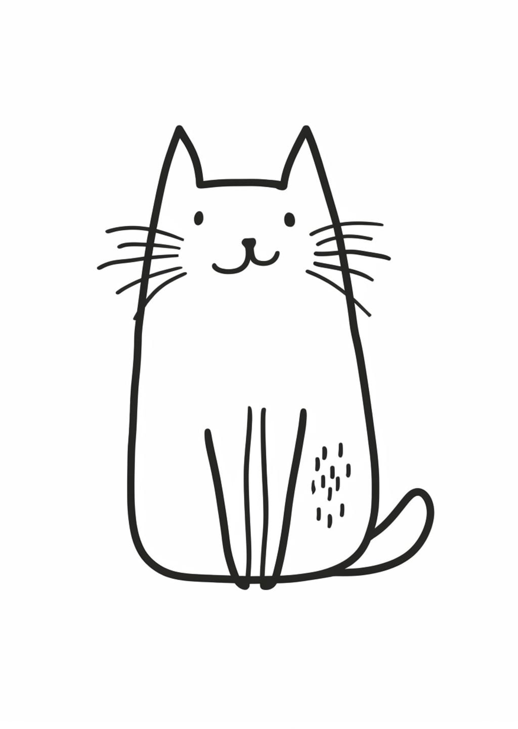 Sevimli Çizgi Kedi İllüstrasyonu