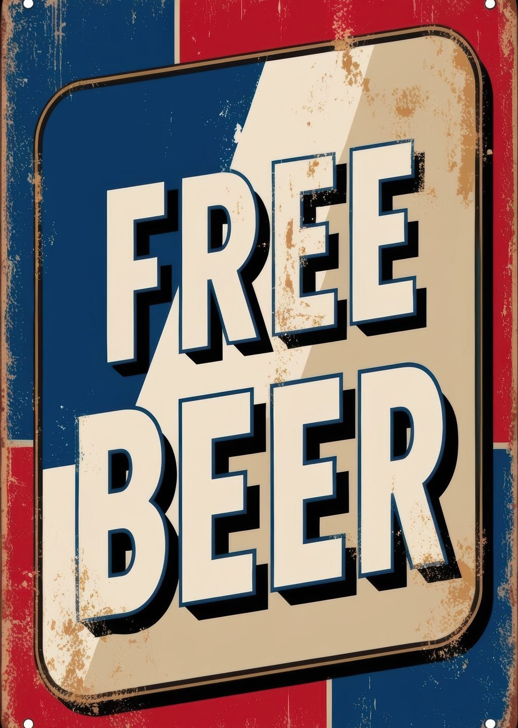 Ücretsiz Bira: Retro Metal Poster