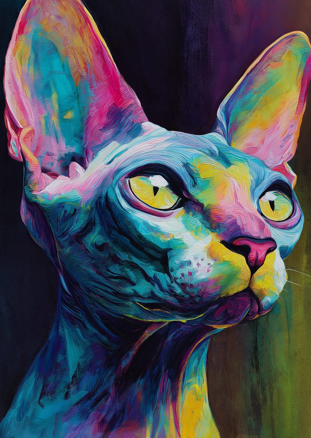 Renkli Sphynx Kedisi Portresi