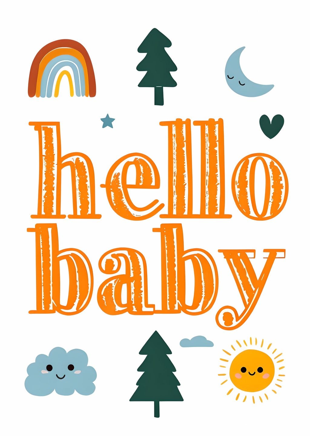 Hello Baby: Renkli Çocuk İllüstrasyonu
