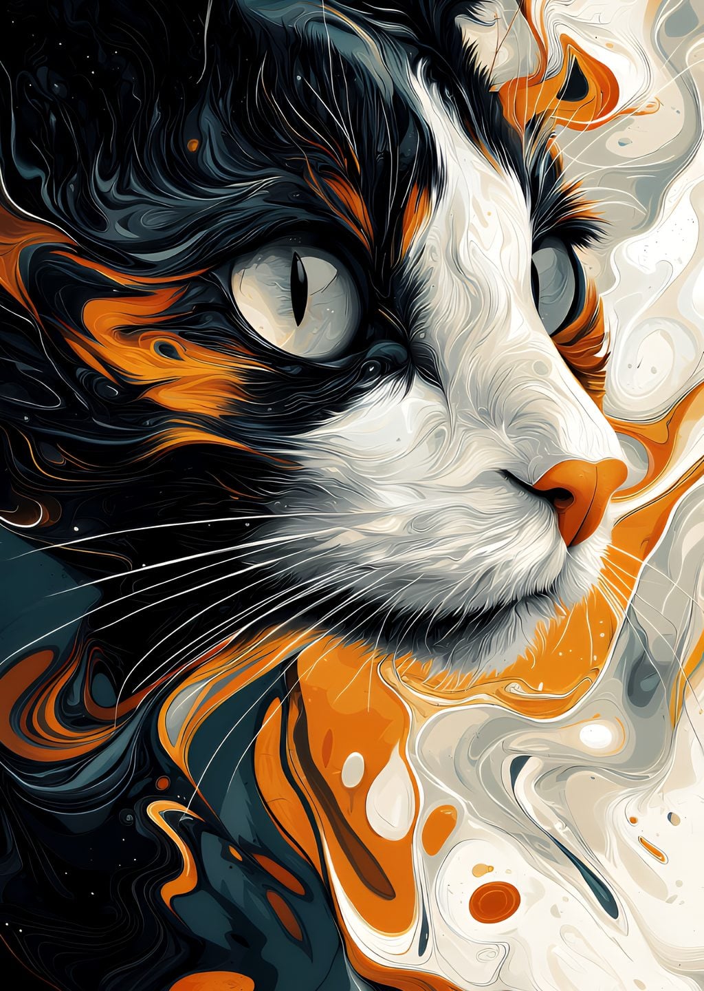 Soyut Sanat: Renkli Kedi Portresi