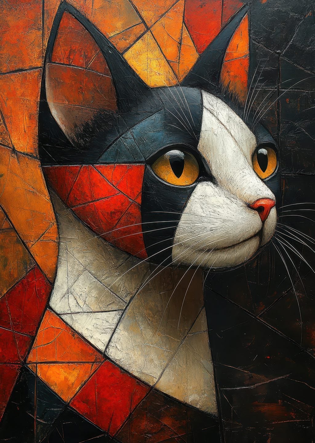 Soyut Sanat: Renkli Kedi Portresi