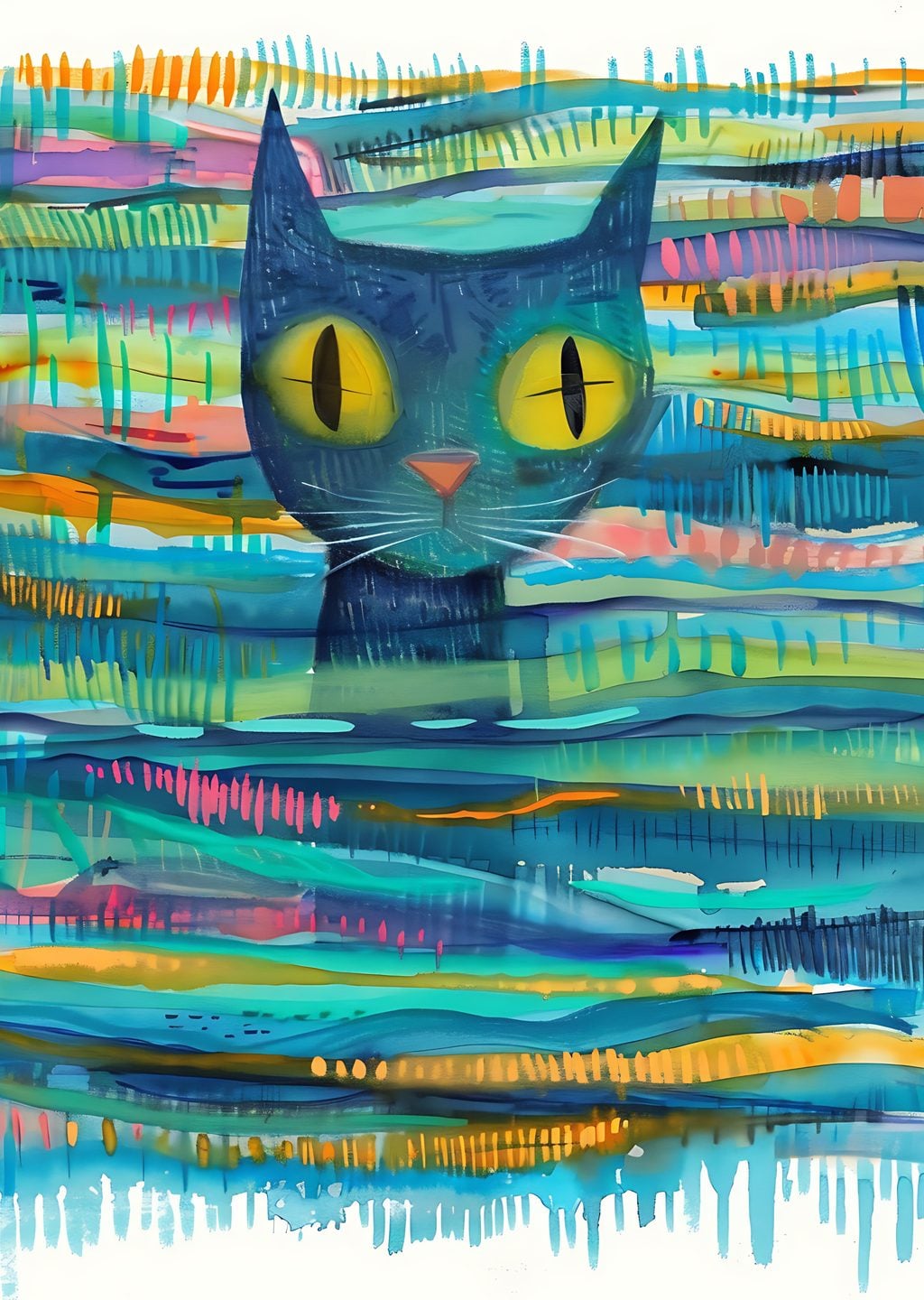 Mavi Kedi Soyut Sanat Eseri