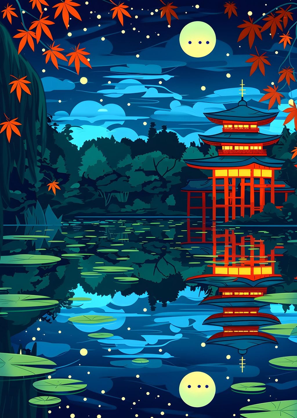 Japon Bahçesi: Gece Manzarası