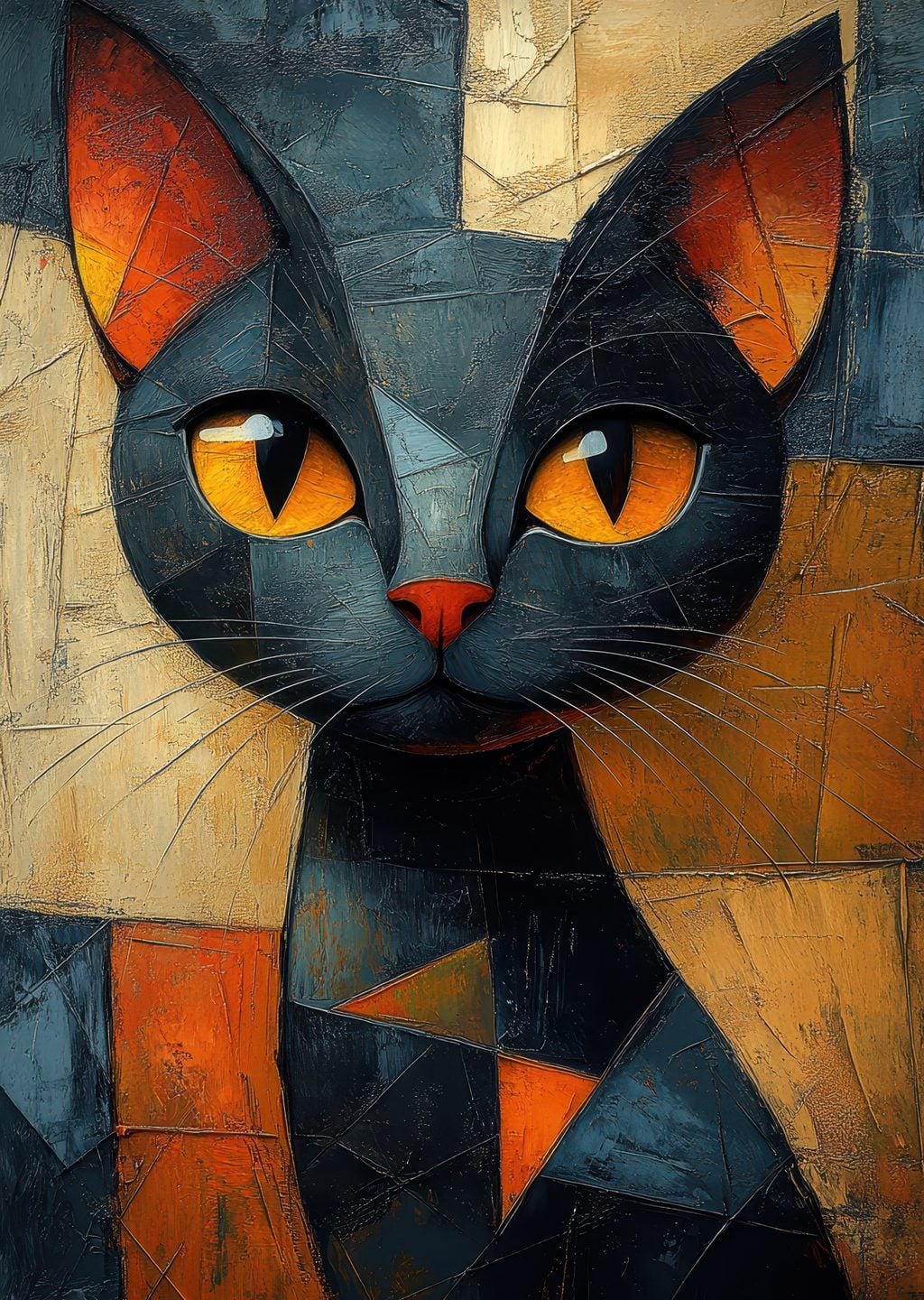 Soyut Sanat: Geometrik Kedi Portresi
