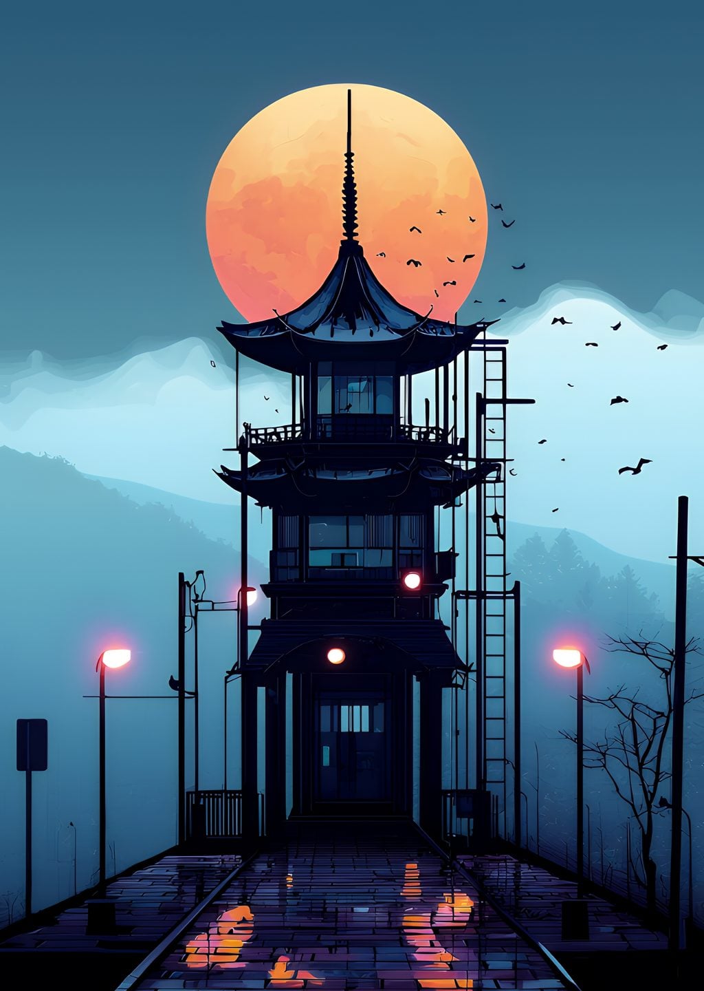 Gizemli Pagoda: Gece Manzarası