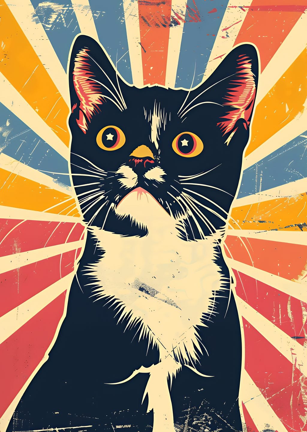 Siyah Beyaz Kedi: Retro Sanat