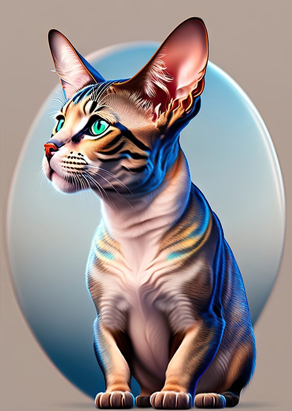 Bengal Kedisi: Renkli Dijital Sanat